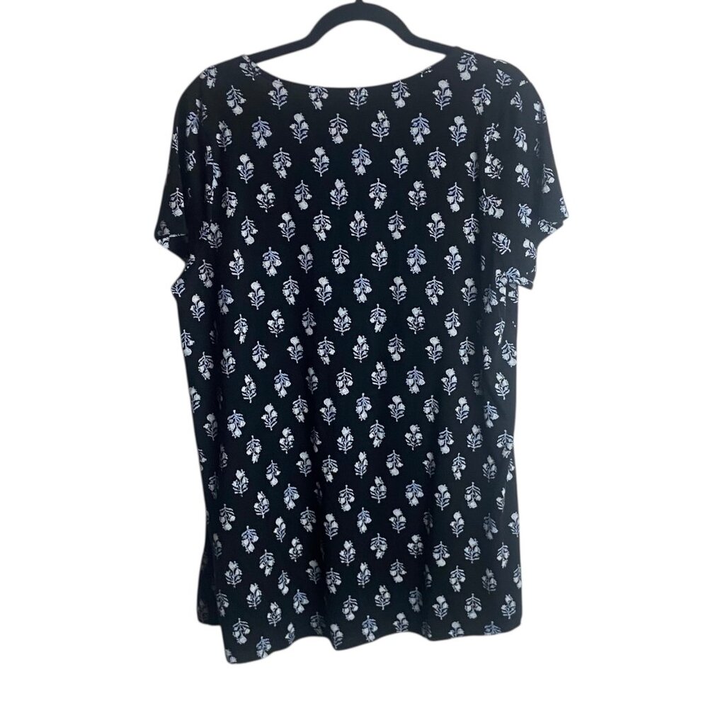 J Jill Women's Black Short Sleeve Printed elliptical Tee - Picture 7 of 7